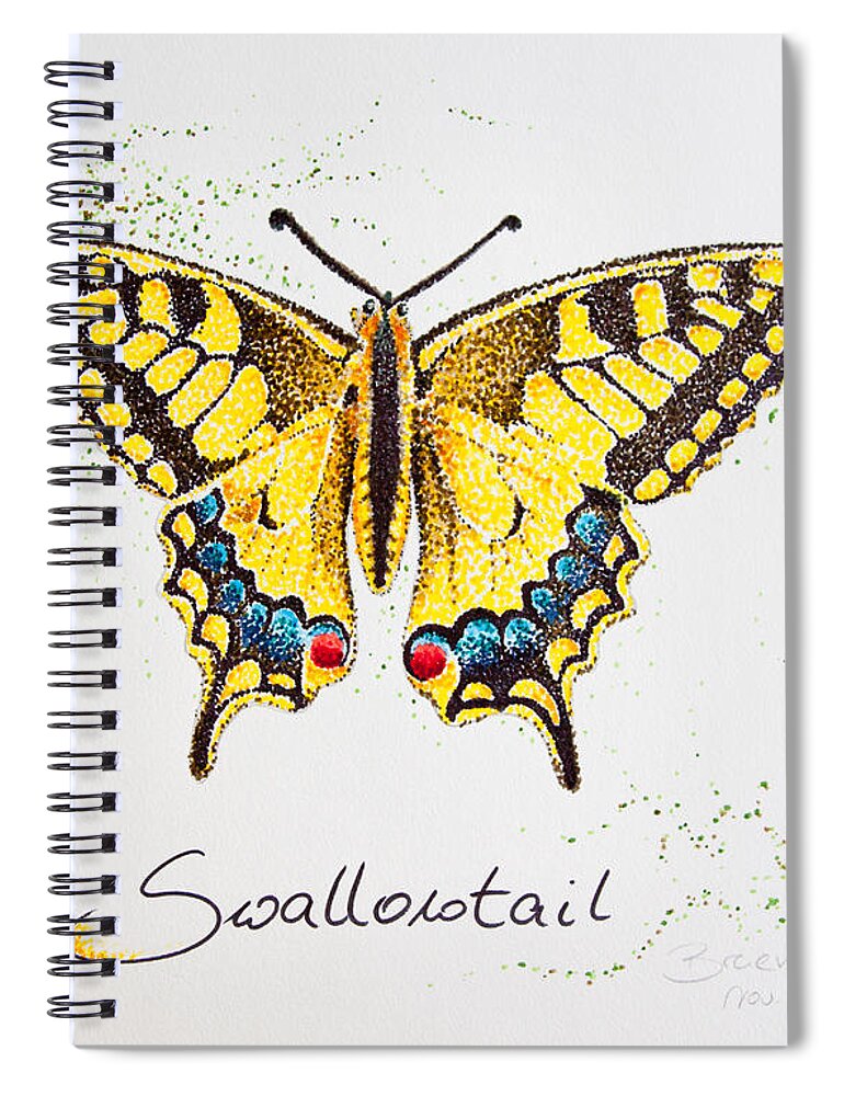 Swallowtail Spiral Notebook featuring the drawing Swallowtail - Butterfly by Katharina Bruenen