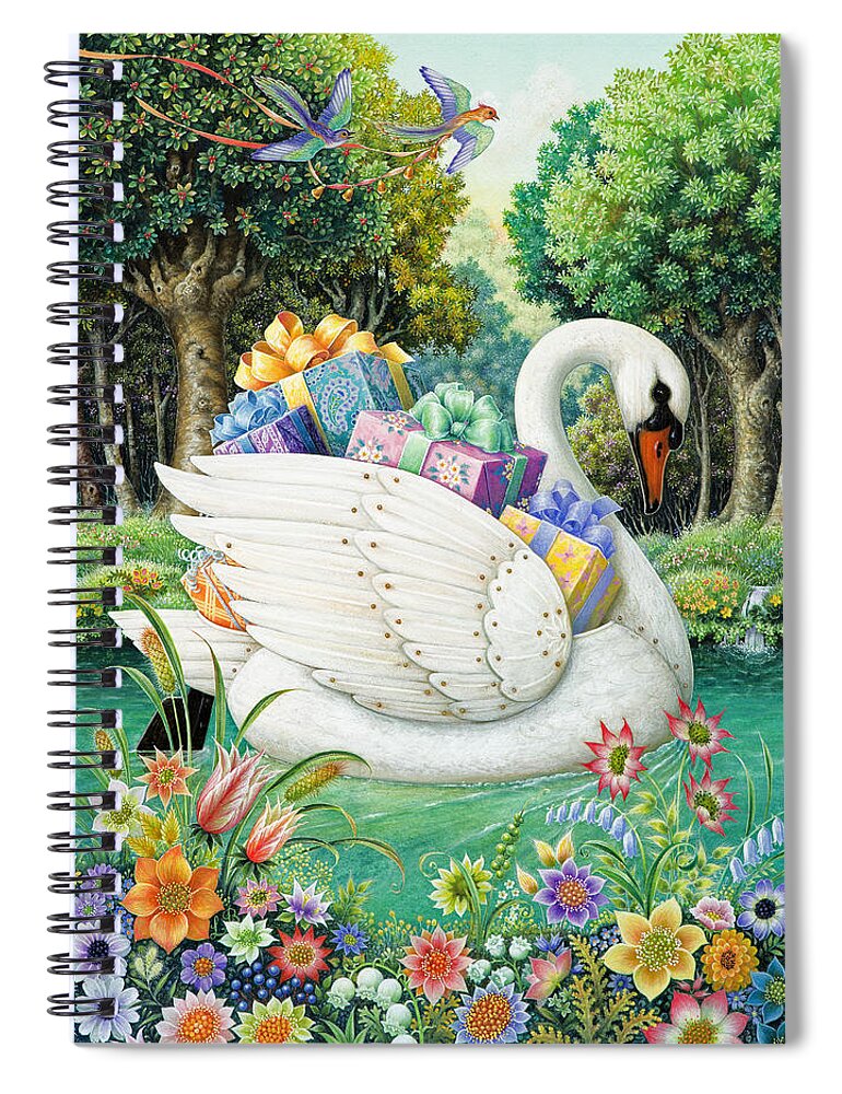 Birthday Spiral Notebook featuring the painting Swan Boat by Lynn Bywaters
