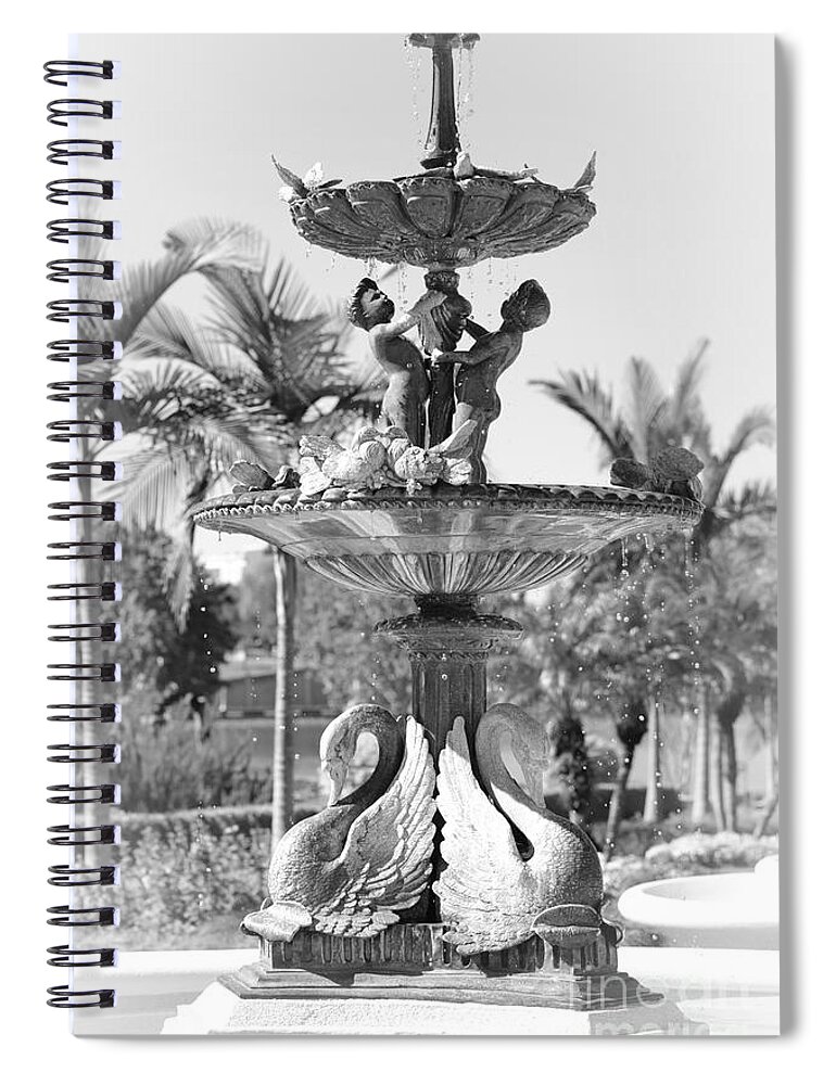 Lakeland Spiral Notebook featuring the photograph Swan Statue - Black and White with Vignette by Carol Groenen