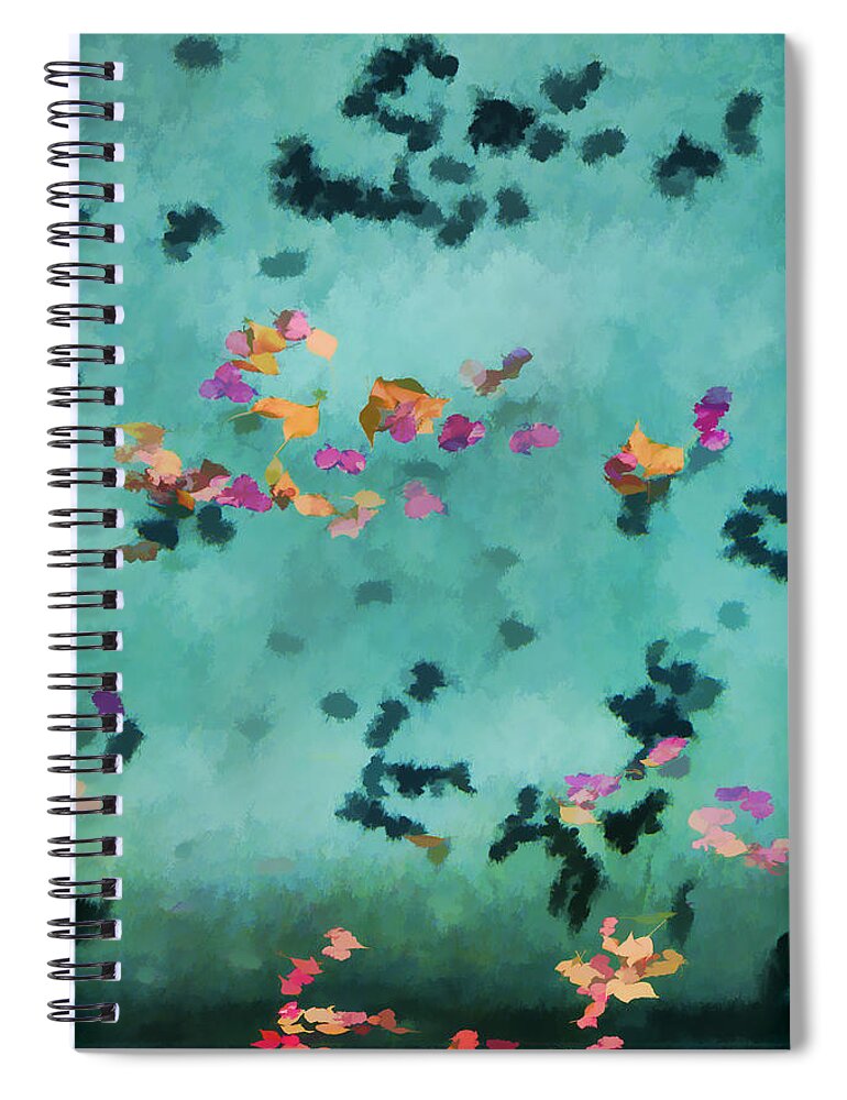 Swimming Pool Spiral Notebook featuring the photograph Swirling Leaves and Petals 5 by Scott Campbell