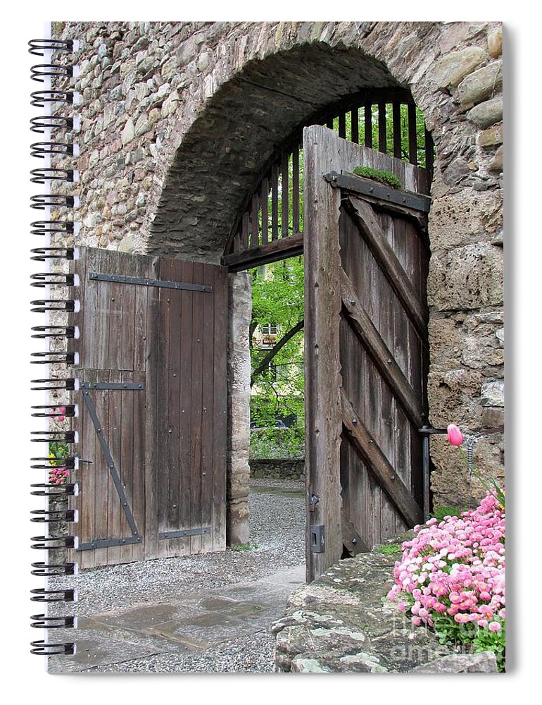 Castle Spiral Notebook featuring the photograph Swiss Toy Museum Gate by Lynellen Nielsen