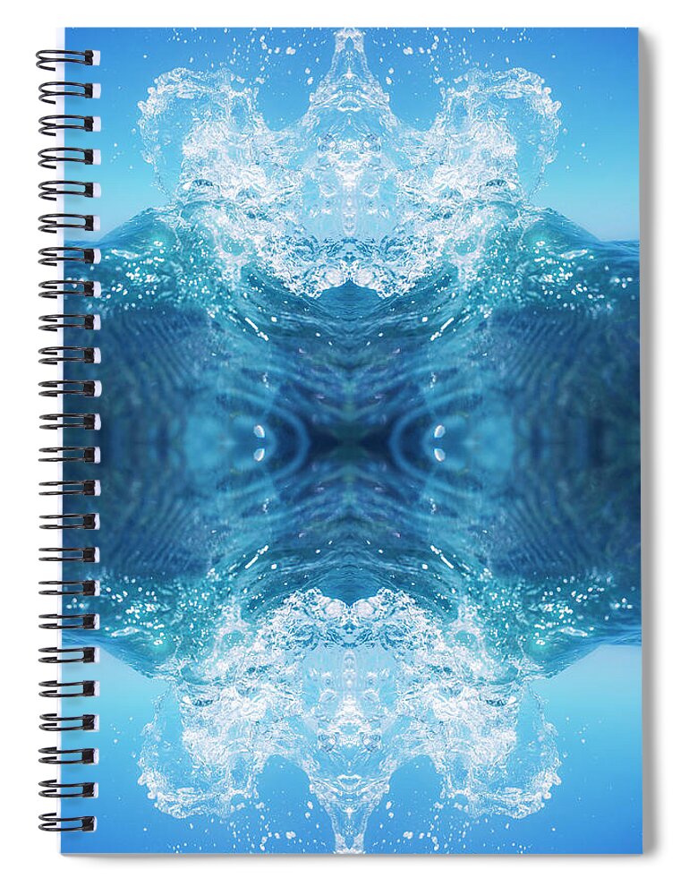 Mandala Spiral Notebook featuring the photograph Symmetrical Mandala Of Water Splash by Marcos Welsh