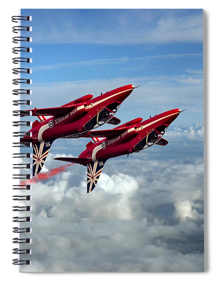 Red Arrows Spiral Notebook featuring the digital art Synchro Pair by Airpower Art