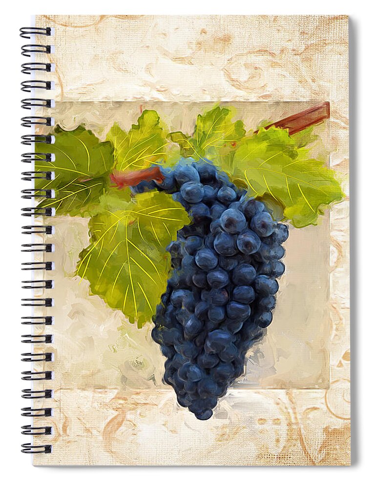 Wine Spiral Notebook featuring the painting Syrah II by Lourry Legarde