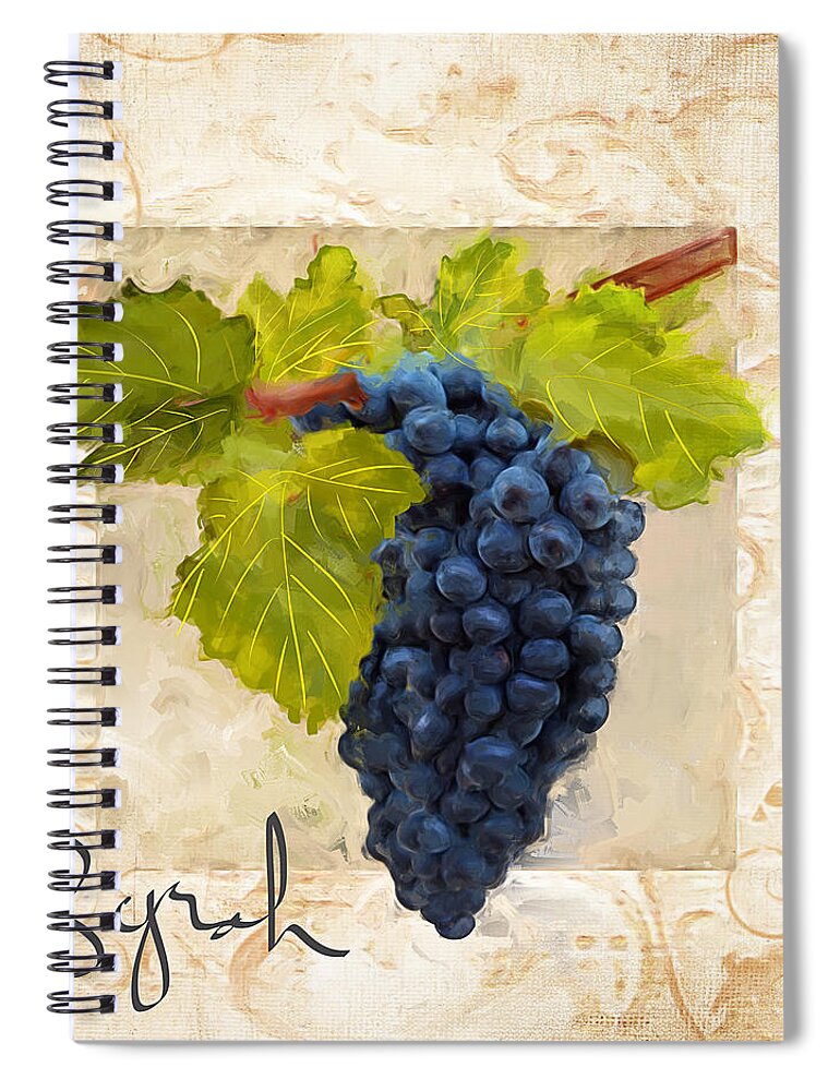 Wine Spiral Notebook featuring the painting Syrah by Lourry Legarde