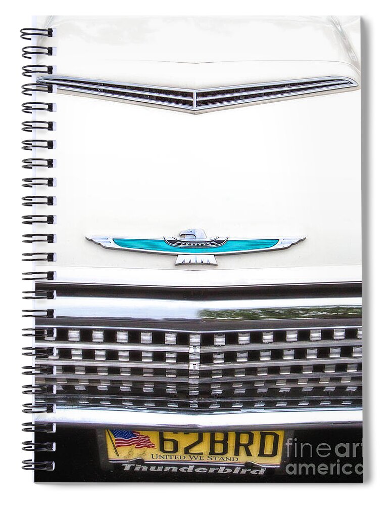 1962 Spiral Notebook featuring the photograph T-Bird Hood by Jerry Fornarotto