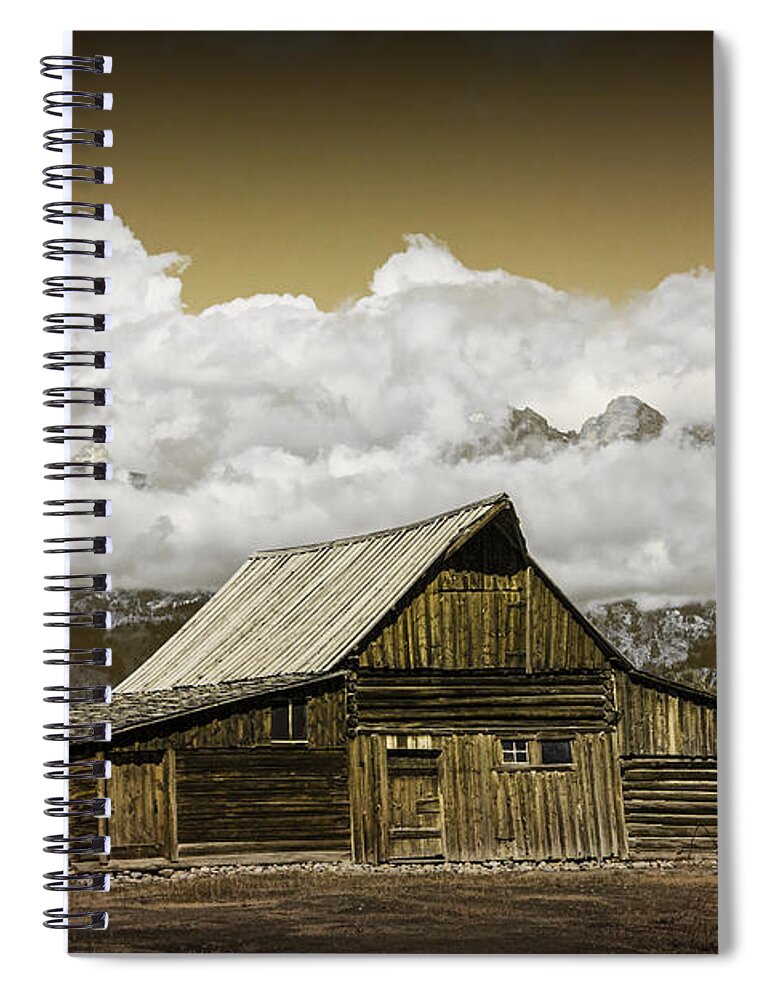 Wood Spiral Notebook featuring the photograph T.A. Moulton Barn in the Grand Tetons by Randall Nyhof