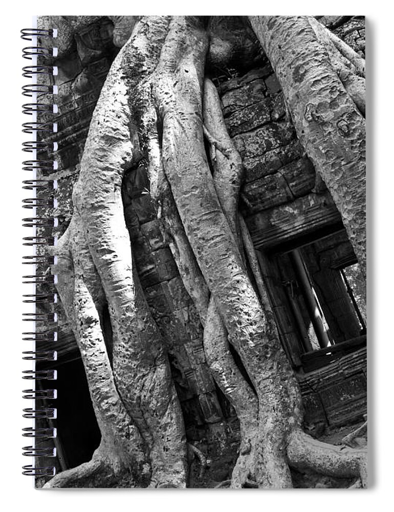 Cambodia Spiral Notebook featuring the photograph Ta Prohm Roots And Stone 03 by Rick Piper Photography