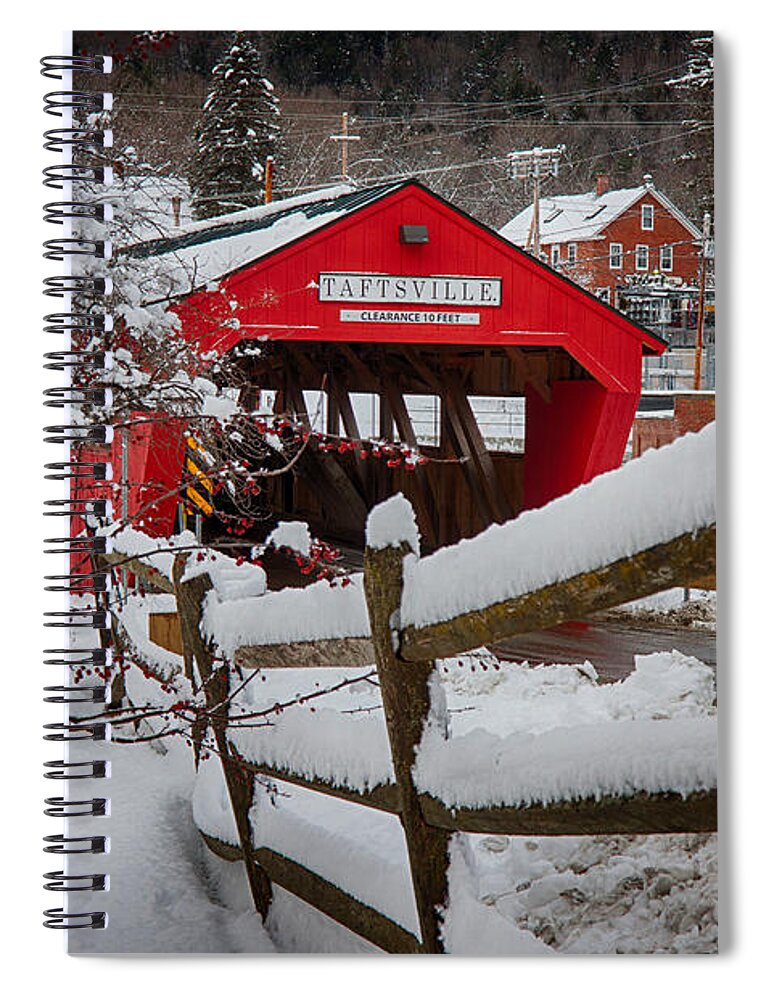 New England Covered Bridge Spiral Notebook featuring the photograph Taftsville Covered Bridge by Jeff Folger