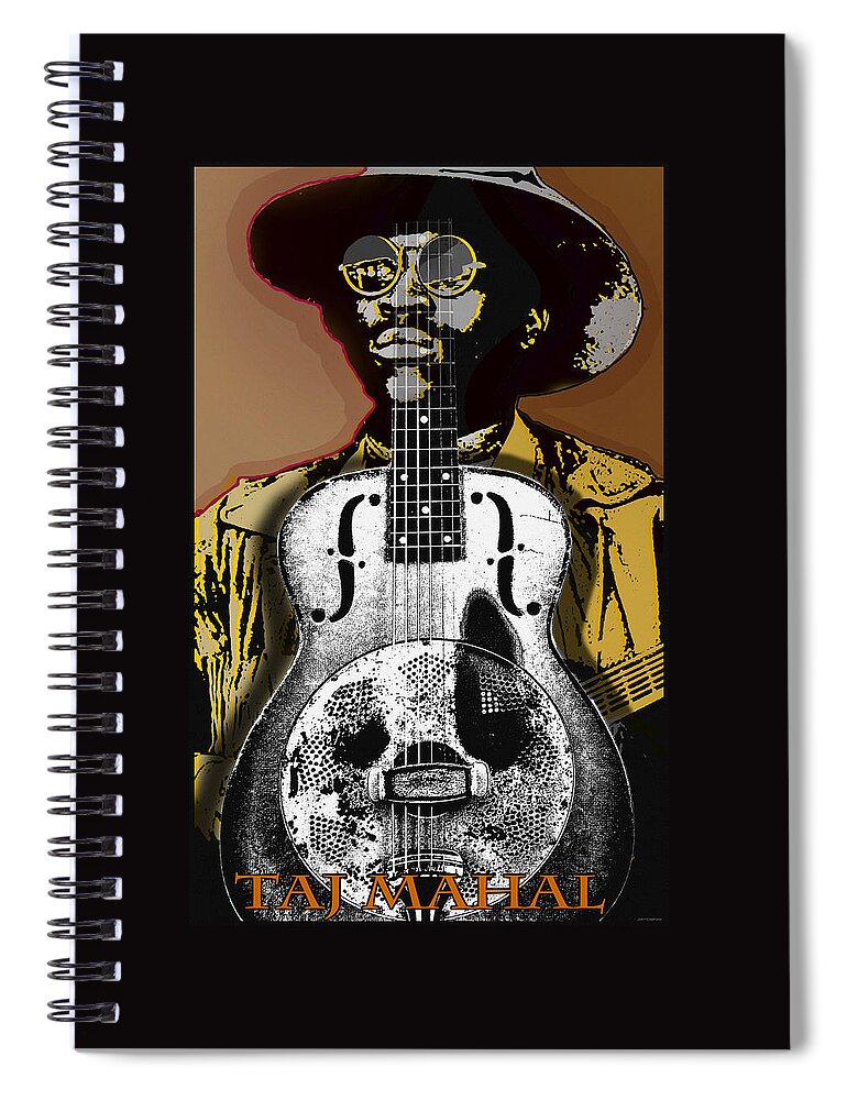 Taj Mahal Spiral Notebook featuring the digital art Taj Mahal Blues Musician by Larry Butterworth