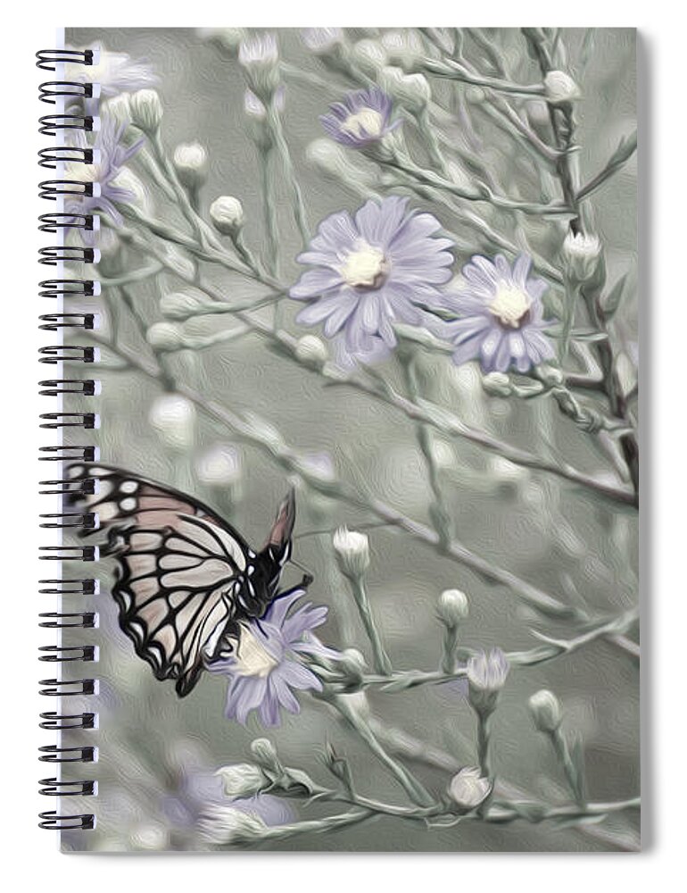 Monarch Butterfly Spiral Notebook featuring the photograph Taking time to smell the flowers by Tracy Winter