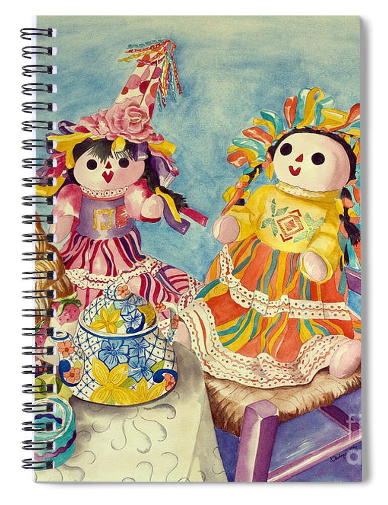 Girls Spiral Notebook featuring the painting Talavera Tea with Friends by Kandyce Waltensperger