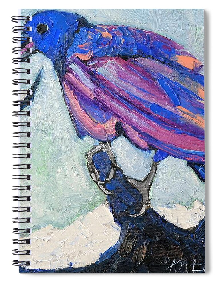 Crow Spiral Notebook featuring the painting Talkative Crow 2 by Ana Maria Edulescu