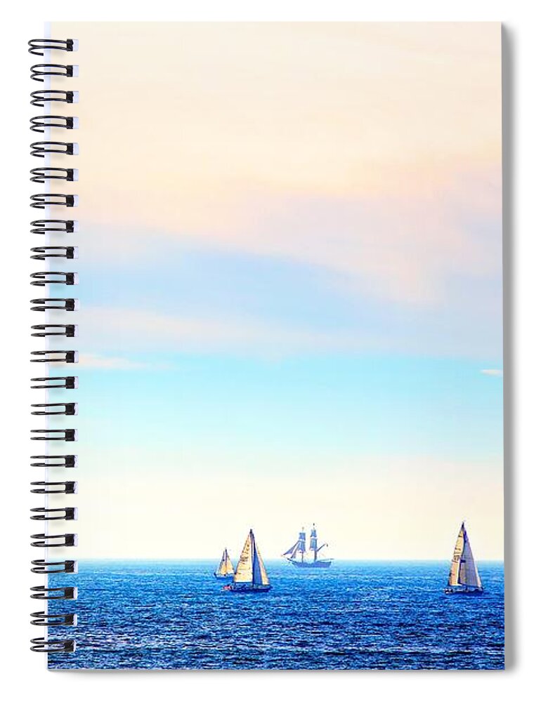 Tall Ships Spiral Notebook featuring the photograph Tall Ships and Sail Boats by Liz Vernand