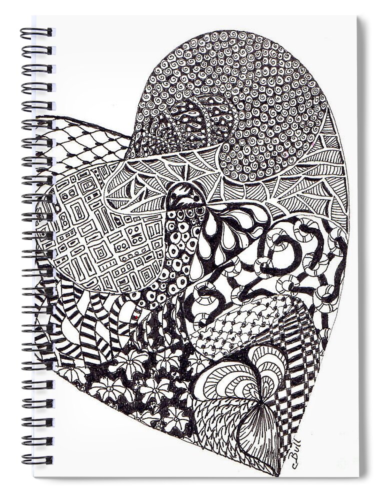 Heart Spiral Notebook featuring the drawing Tangled Heart by Claire Bull