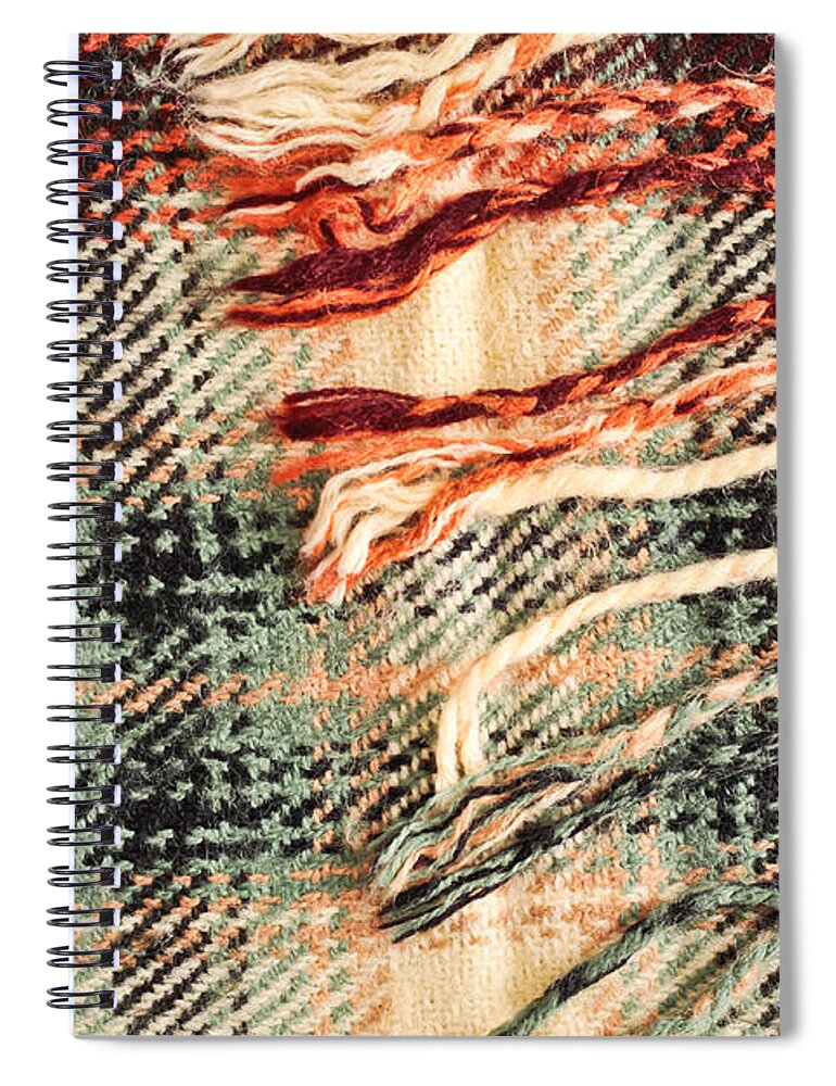 Background Spiral Notebook featuring the photograph Tartan scarf by Tom Gowanlock