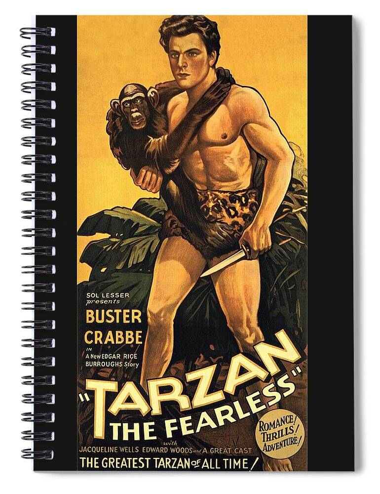 Tarzan Spiral Notebook featuring the photograph Tarzan the Fearless by Movie Poster Prints