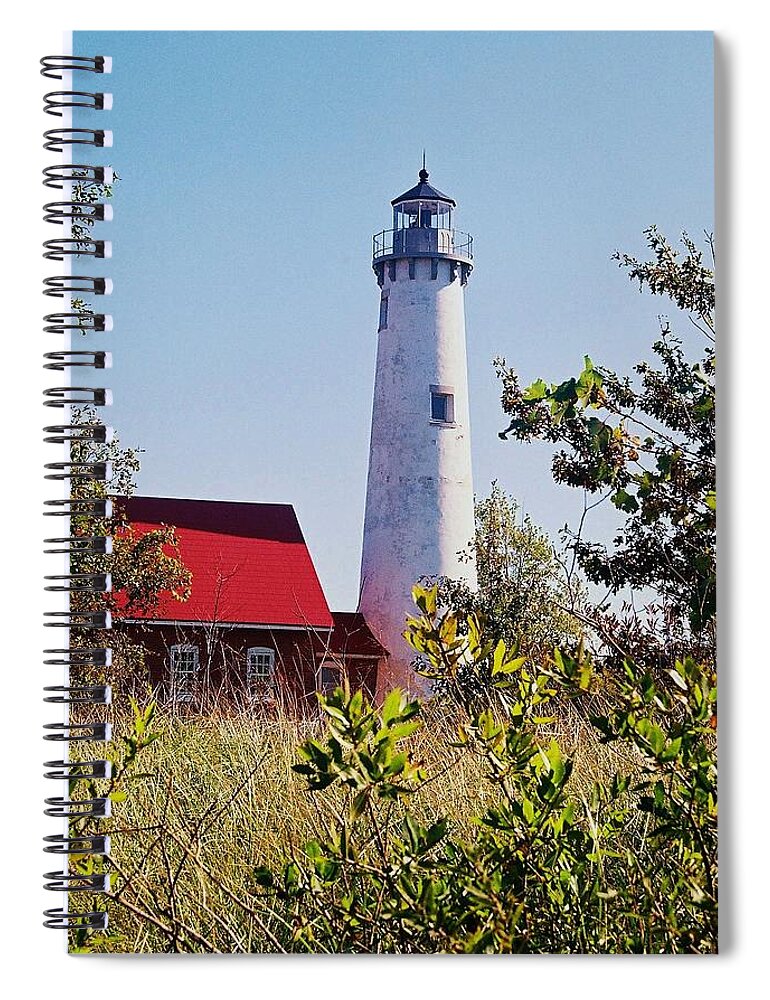 Tawas Point Lighthouse Spiral Notebook featuring the photograph Tawas Point Lighthouse...from Tawas Bay side by Daniel Thompson