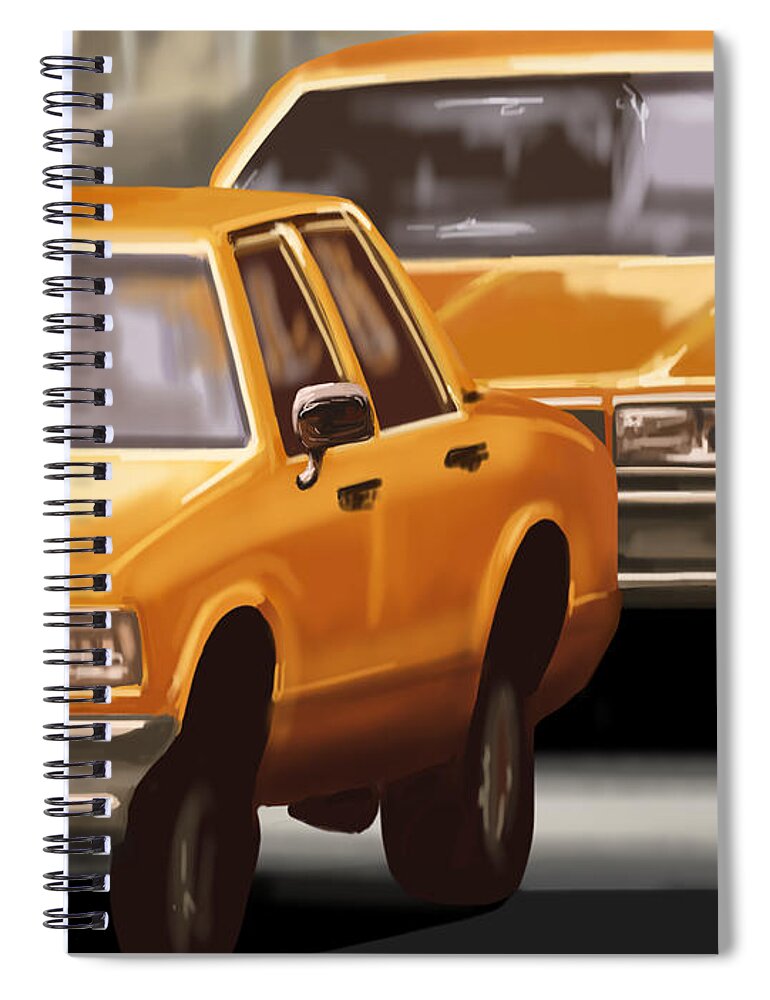 Taxi Spiral Notebook featuring the painting Taxi by Veronica Minozzi