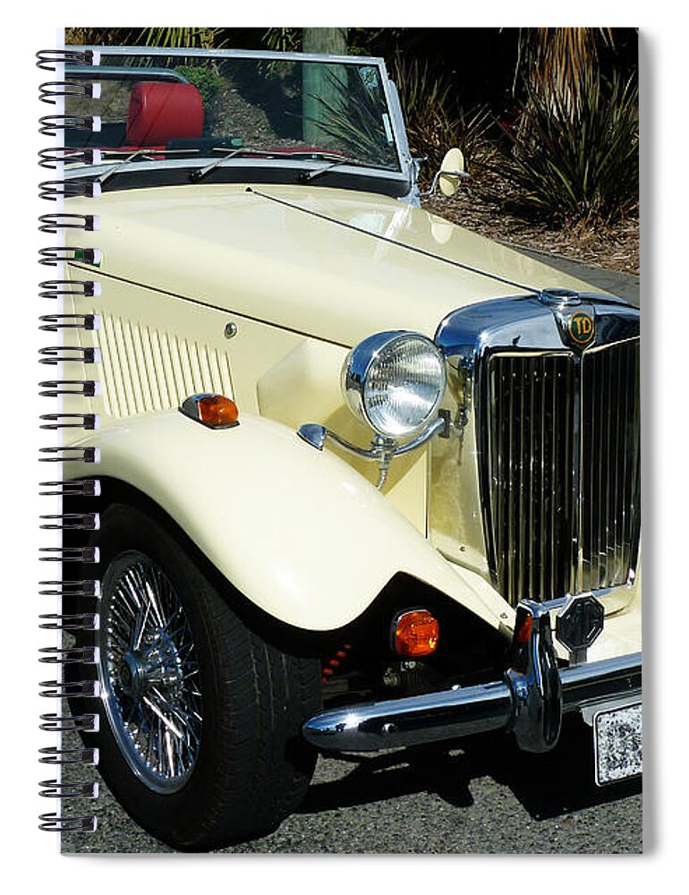 Td; 2000; Mg; Replica; Roadster; Cream; Red; Wire Spoke; Car; Classic; Wind In Your Hair; Radiator; Td2000; Leather; Seats; Bumper Spiral Notebook featuring the photograph TD 2000 MG Replica Roadster by Steve Taylor
