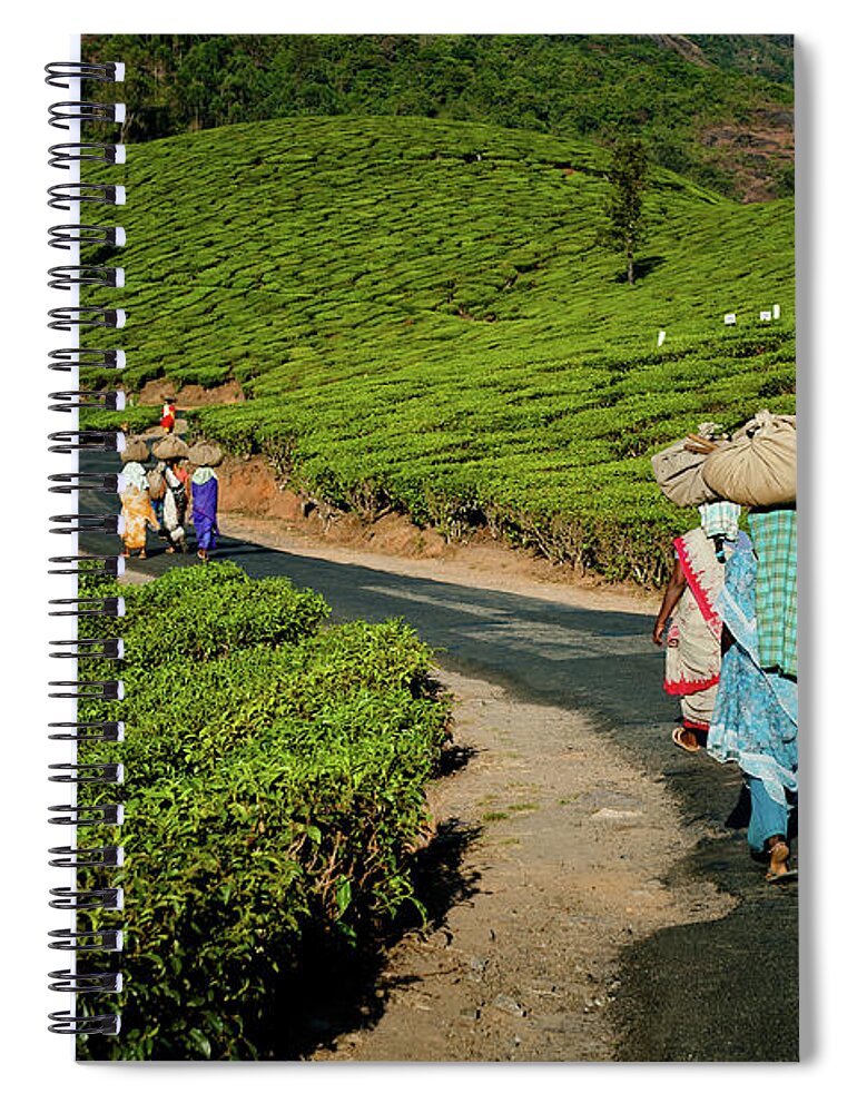 People Spiral Notebook featuring the photograph Tea Pickers From Munnar by Ania Blazejewska