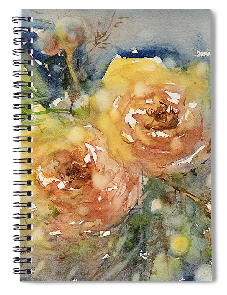 Rose Spiral Notebook featuring the painting Tea Roses by Judith Levins