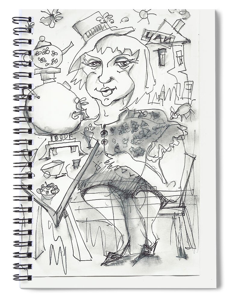 Caricature Spiral Notebook featuring the painting Tea time 4 by Maxim Komissarchik