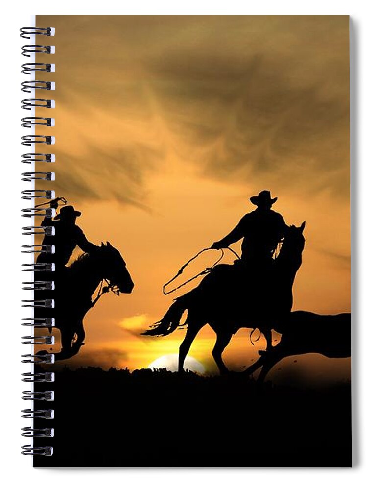 Roping Spiral Notebook featuring the photograph Team Work by Stephanie Laird