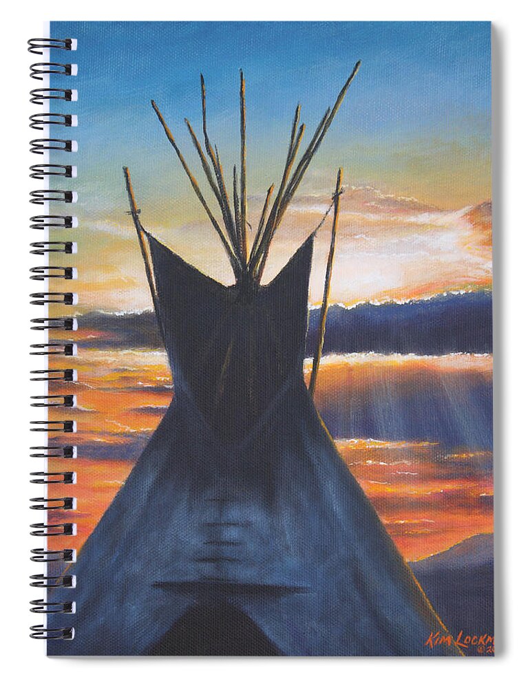 Teepee Spiral Notebook featuring the painting Teepee at Sunset Part 1 by Kim Lockman