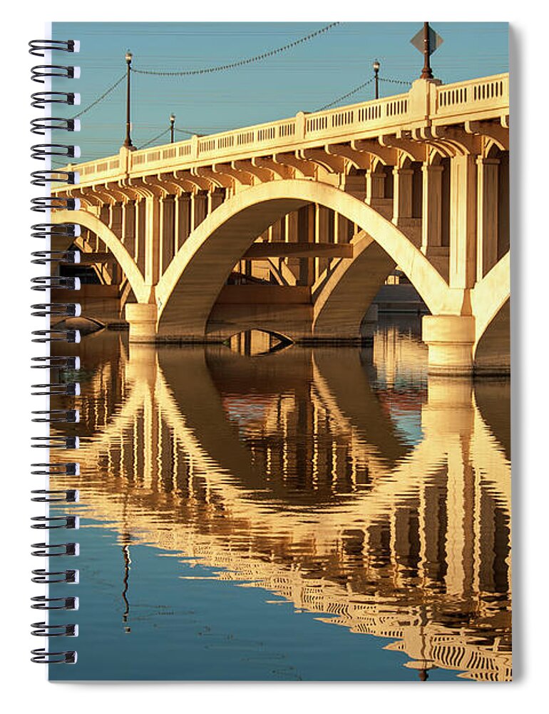 Reservoir Spiral Notebook featuring the photograph Tempe Town Lake And Mill Avenue Bridge by Brian Stablyk