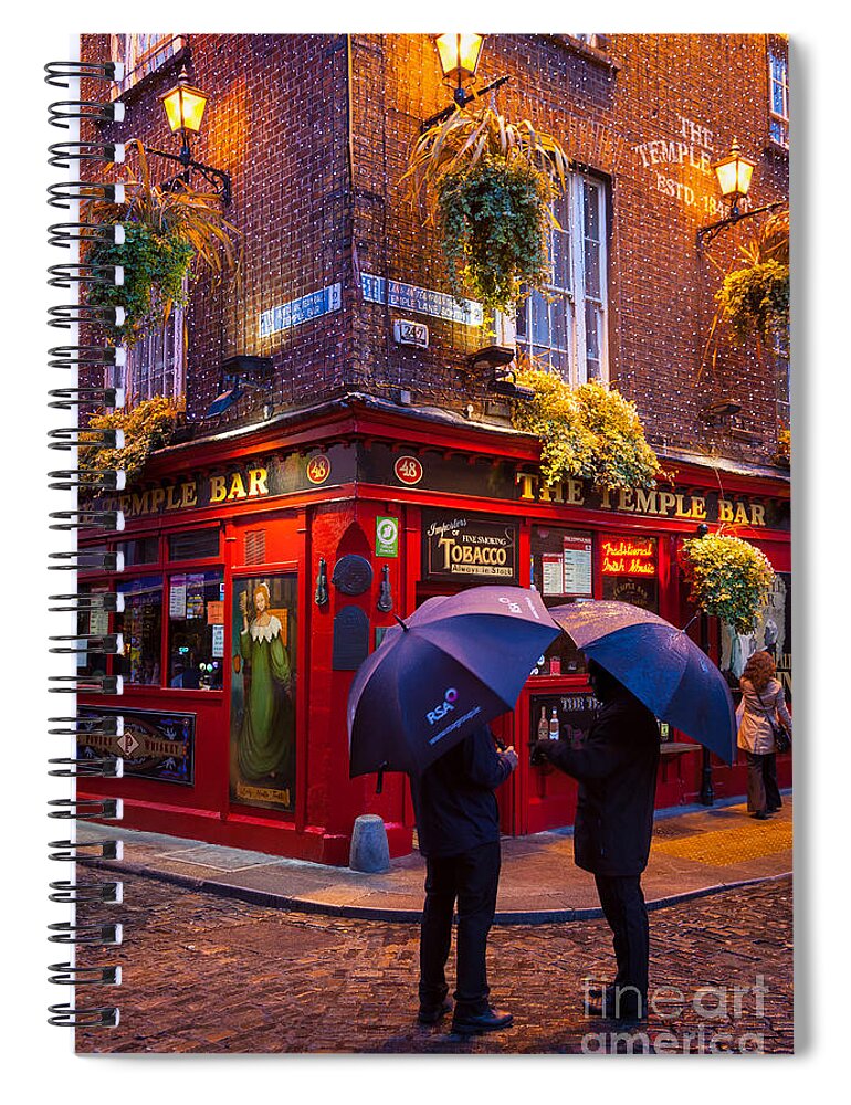 Dublin Spiral Notebook featuring the photograph Temple Bar by Inge Johnsson