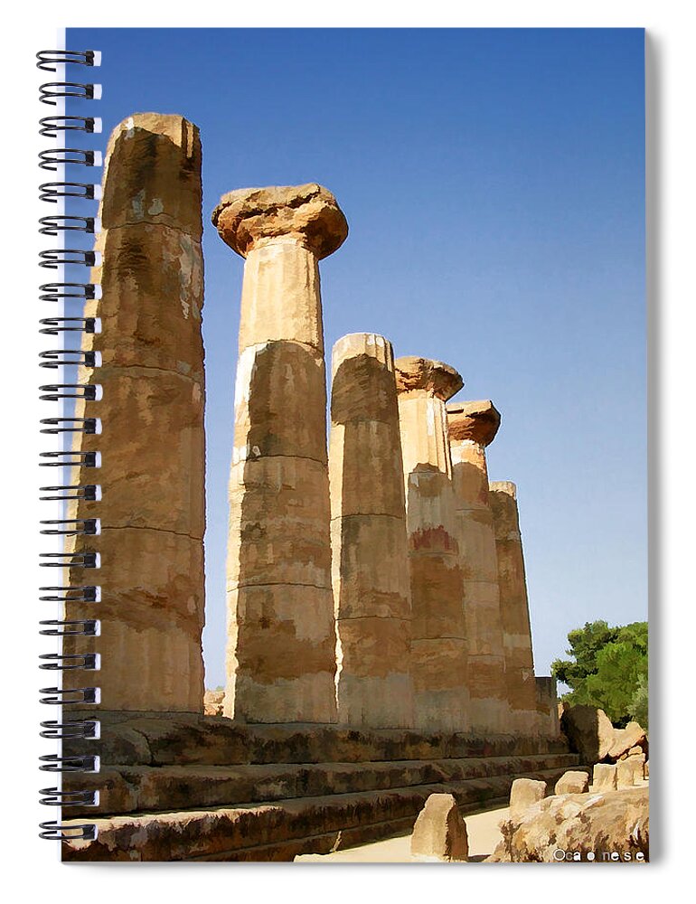 Agrigento Spiral Notebook featuring the photograph Temple of Juno Agrigento Sicily by Caroline Stella