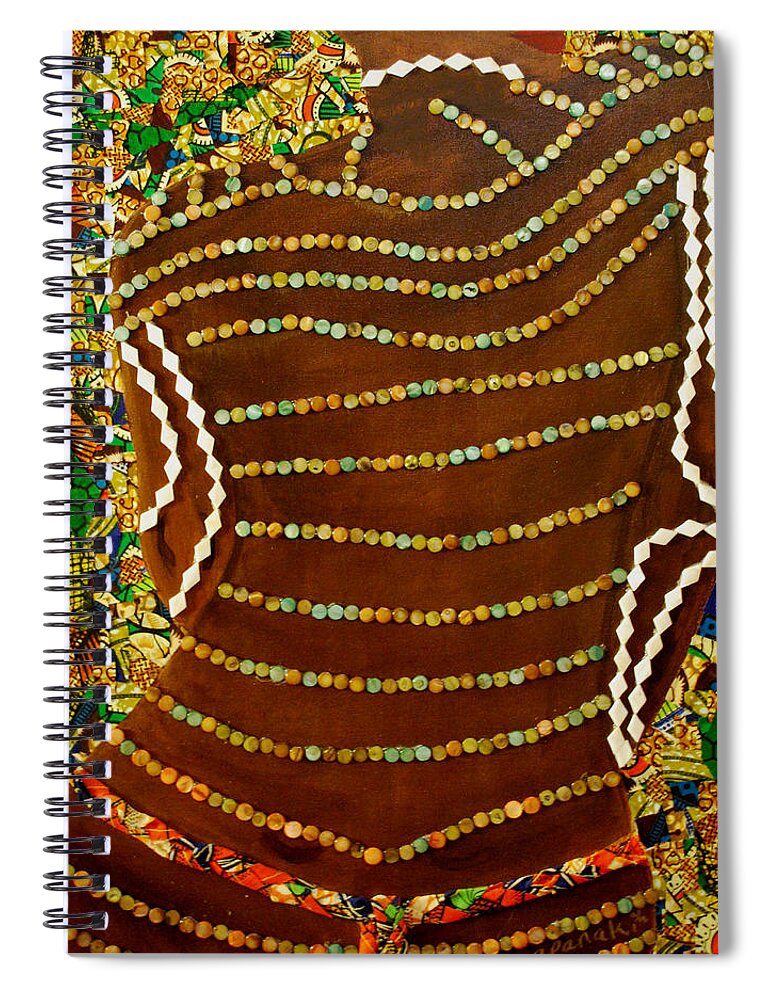 Textile Art Spiral Notebook featuring the tapestry - textile Temple of the Goddess Eye Vol 2 by Apanaki Temitayo M