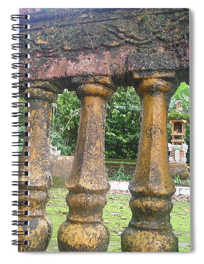  Spiral Notebook featuring the photograph Temple Stone Barricade by Nora Boghossian