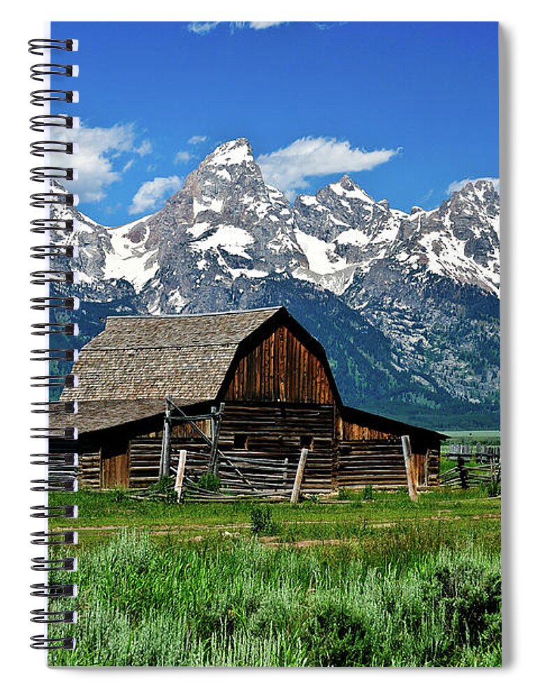 Grand Teton National Park Spiral Notebook featuring the photograph Teton Barn by Greg Norrell