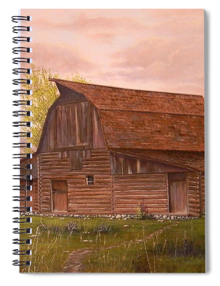 Teton Barn Spiral Notebook featuring the painting Teton Barn by Paul K Hill