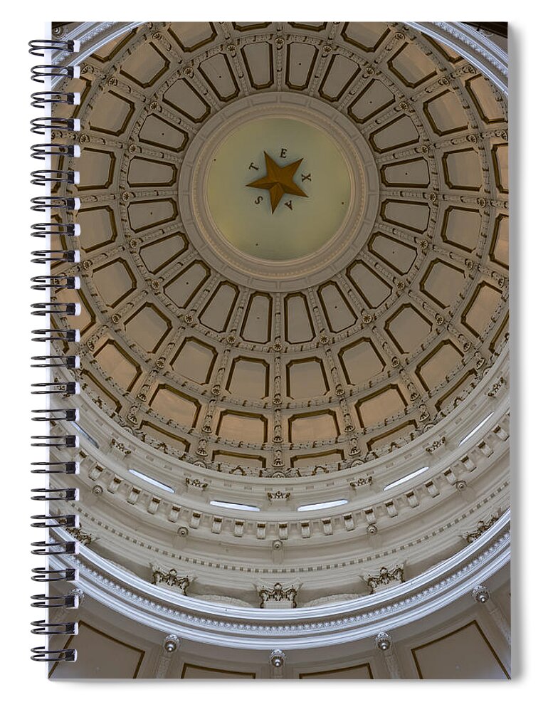 America Spiral Notebook featuring the photograph Texas Capitol in White and Gold by Ed Gleichman