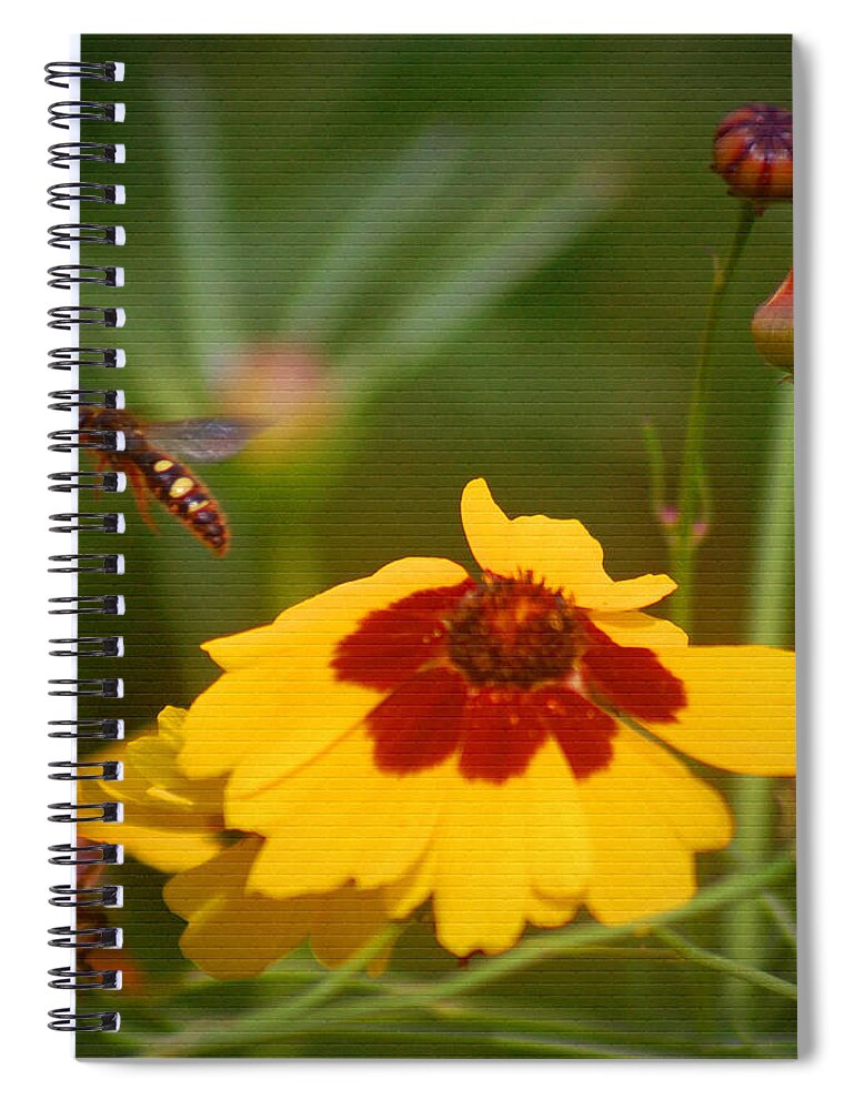 Flower Spiral Notebook featuring the photograph Textured Bee by Leticia Latocki