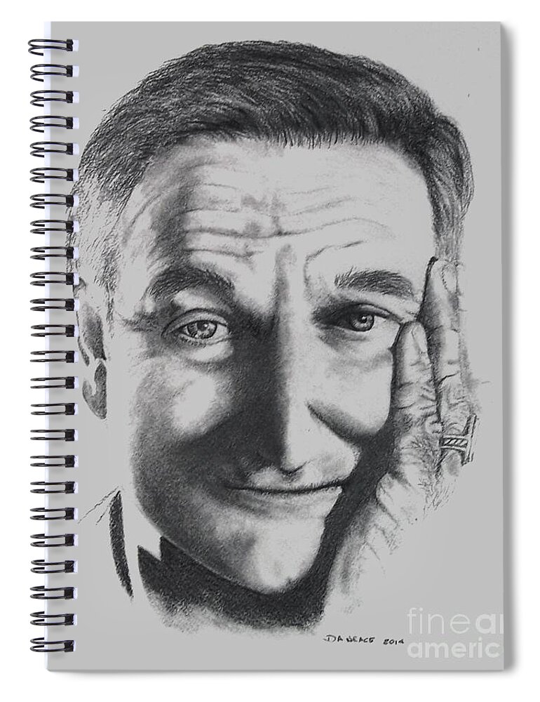 Drawing Spiral Notebook featuring the drawing Thank you for Believing    Robin Williams by David Neace CPX
