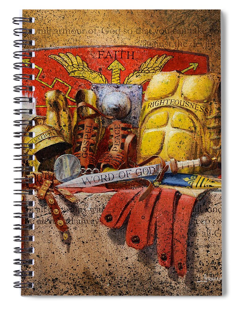 Traditional Spiral Notebook featuring the painting The Armour of God by Graham Braddock