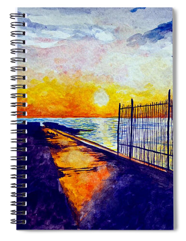 Bay Spiral Notebook featuring the painting The Bay by Christopher Shellhammer