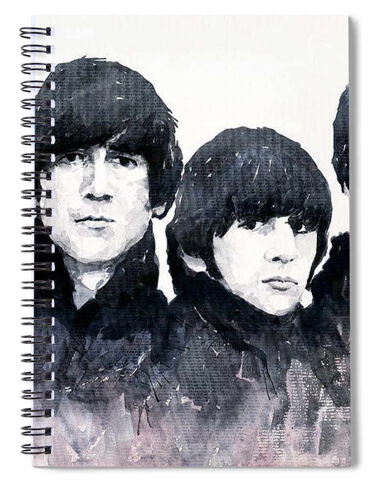 Watercolour Spiral Notebook featuring the painting The Beatles by Yuriy Shevchuk