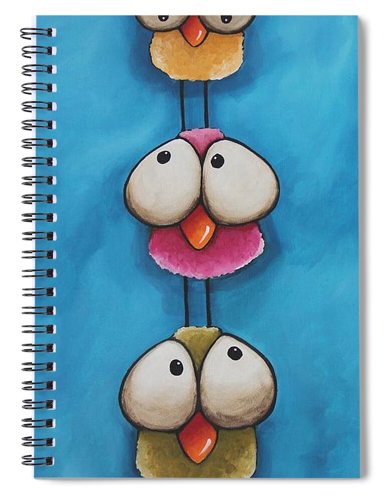 Whimsical Spiral Notebook featuring the painting The bird tower by Lucia Stewart