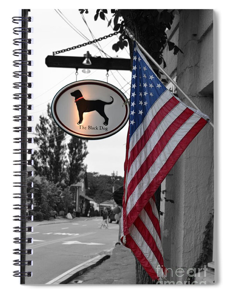 Black Spiral Notebook featuring the photograph The Black Dog Store by Angela DeFrias