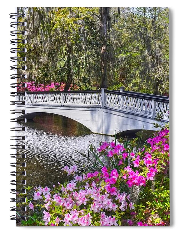 Scenic Spiral Notebook featuring the photograph The Bridge At Magnolia Plantation by Kathy Baccari