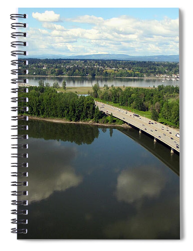 Landscape Spiral Notebook featuring the photograph Oregon Bridge from Above by Bob Slitzan