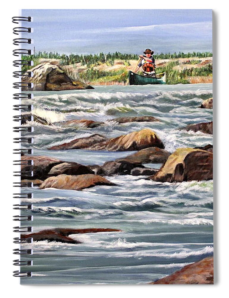 Canoe Spiral Notebook featuring the painting The Canoeist by Marilyn McNish