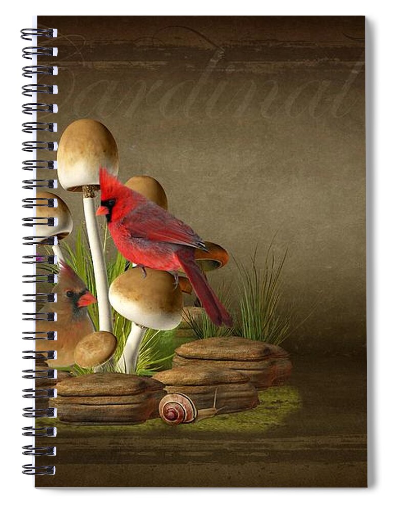 Animal Spiral Notebook featuring the photograph The Cardinal by Davandra Cribbie