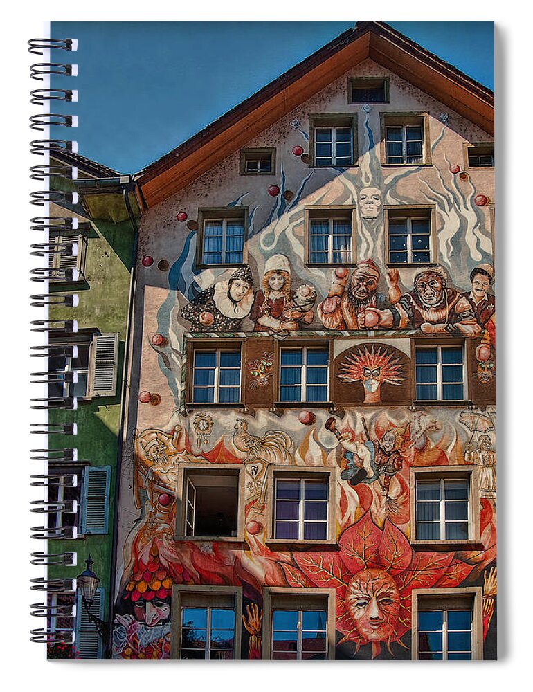 Switzerland Spiral Notebook featuring the photograph The Carnival House by Hanny Heim