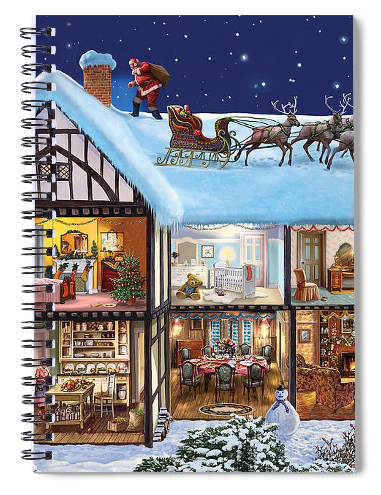 Christmas Spiral Notebook featuring the digital art Christmas House by MGL Meiklejohn Graphics Licensing